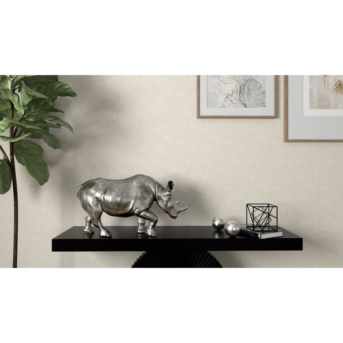 Silver Rhino Decor Sculpture