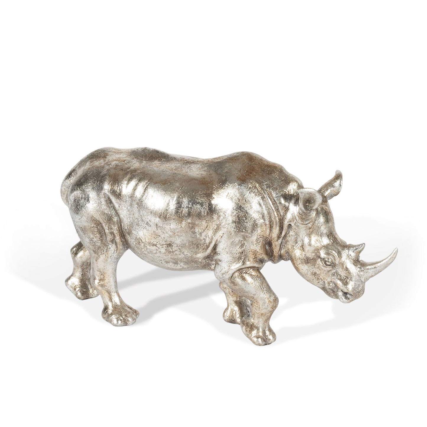 Silver Rhino Decor Sculpture