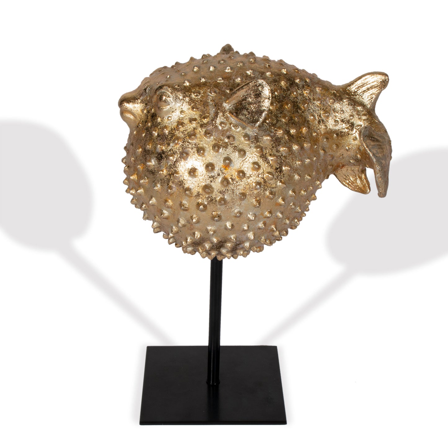 Gold Puffer Fish Decor Sculpture