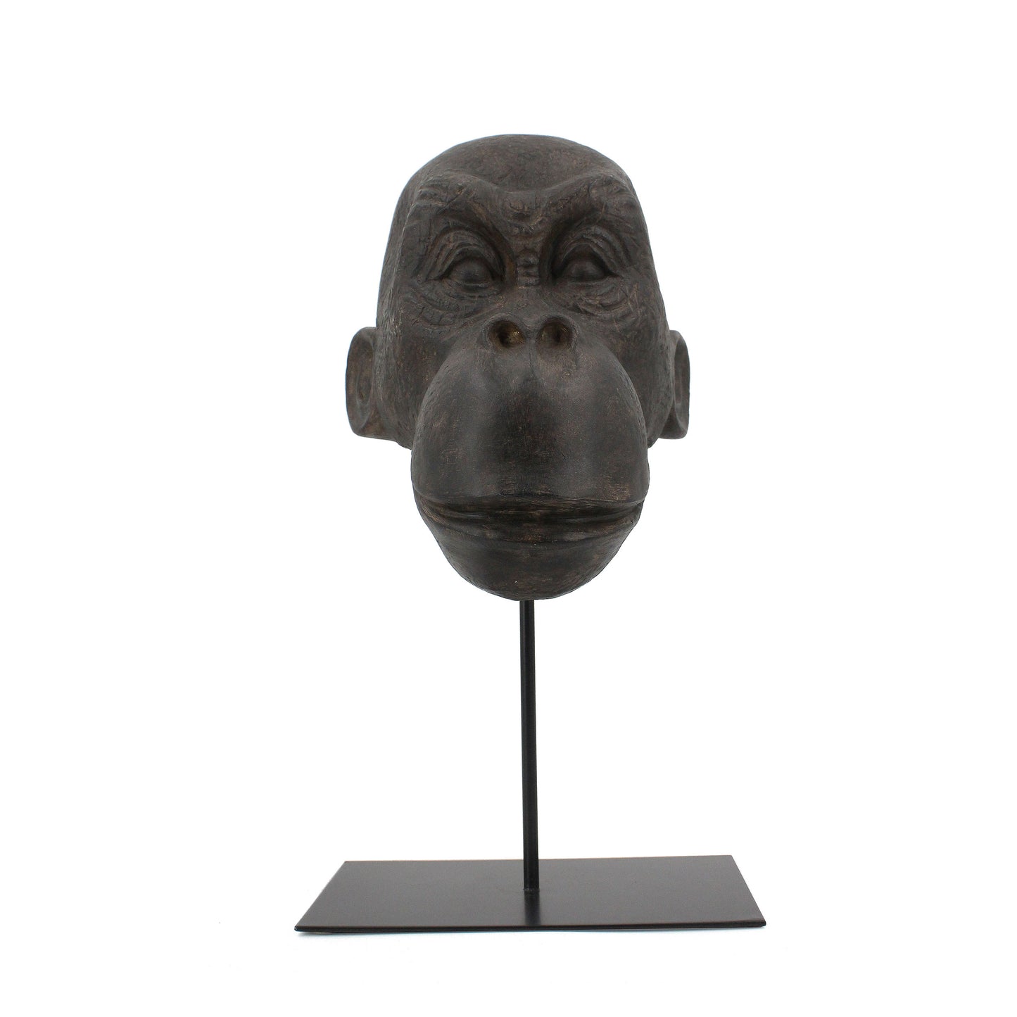 Black Chimpanzee Head Decor Sculpture