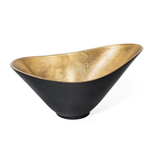 Matte black exterior, shimmering golden interior decorative bowl LARGE