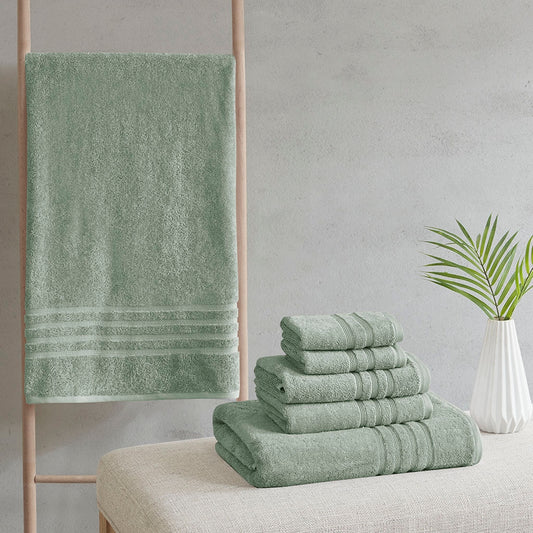 Eco-Friendly Recycled 6-Piece 650gsm Bath Towel Set, Green