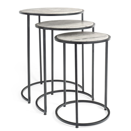 Set Of 3 Stone Top Nesting Table