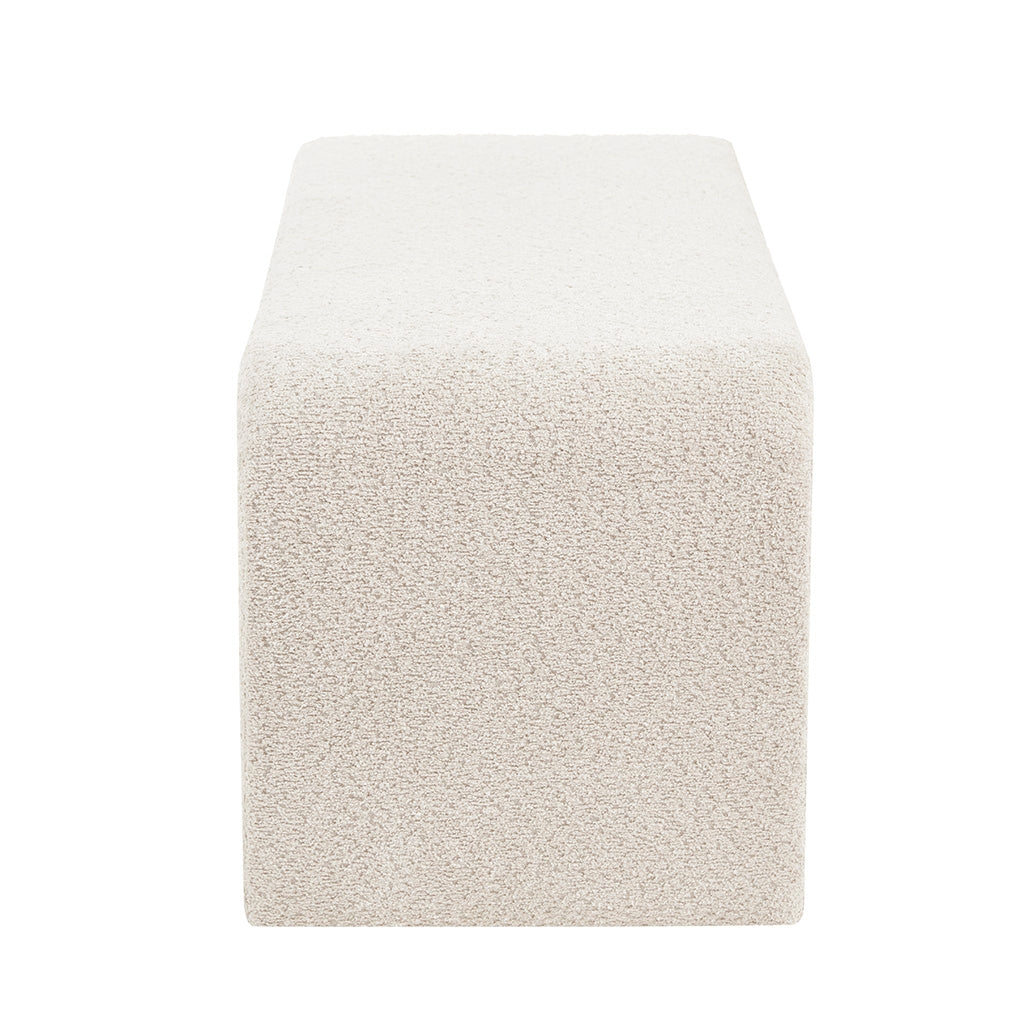 52"W Boucle Waterfall Bench, Cream
