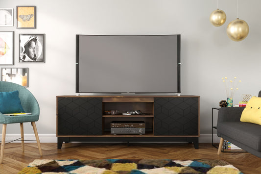 Hexagon Tv Stand, 72-inch, Black and Truffle