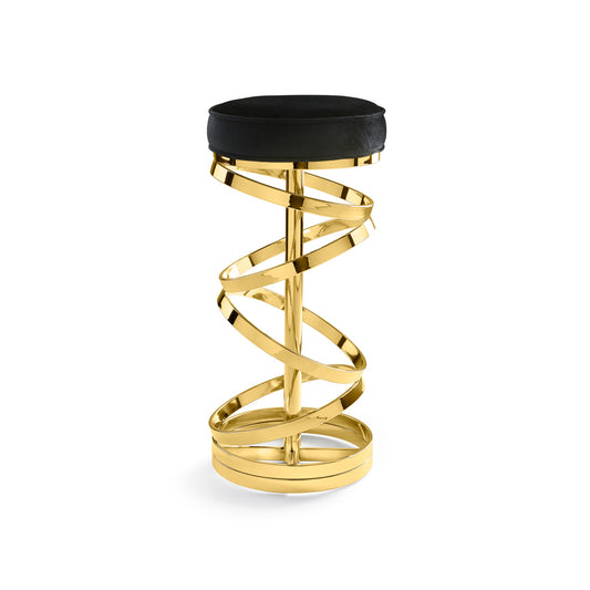 GLAM counter stool Black Velvet Polished GOLD frame