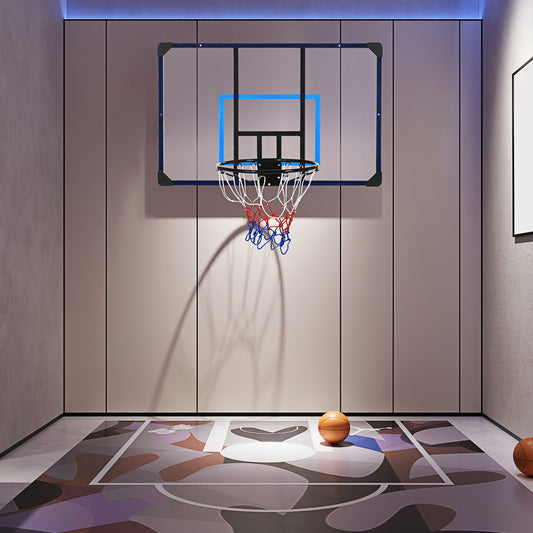 Wall Mounted Basketball Hoop, Mini Hoop with 45" x 29" Shatter Proof Backboard, Durable Rim and All-Weather Net for Indoor and Outdoor Use