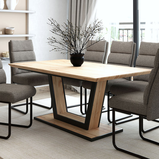 Forna Dining Table w/Extension in Natural and Black
