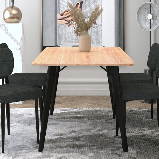 Leon Rectangular Dining Table in Natural and Black