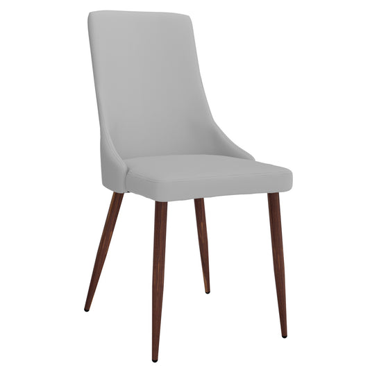 Cora Faux Leather Dining Chair, set of 2, in Light Grey and Walnut