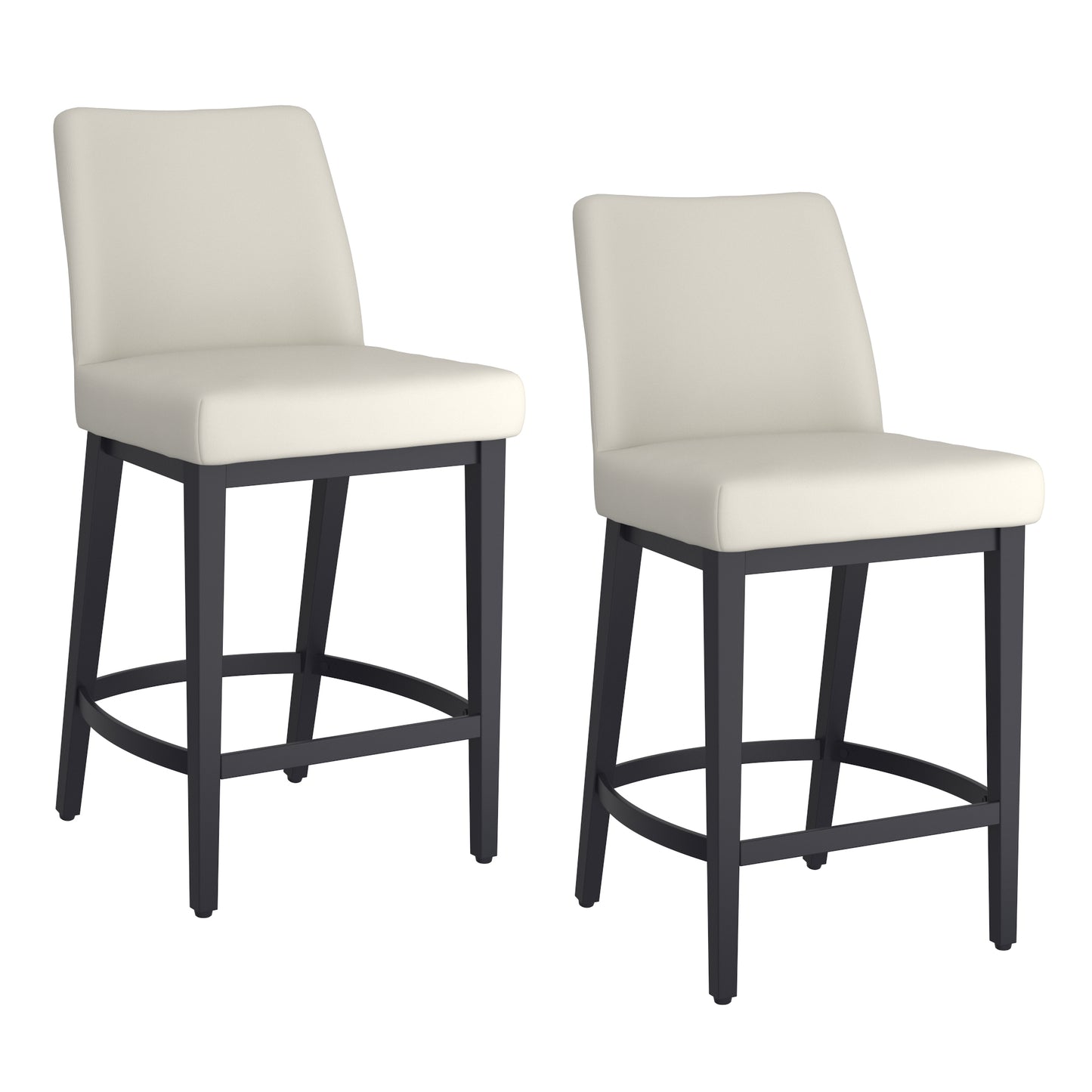 Jace 26" Counter Stool, Set of 2, in Beige Faux Leather and Black