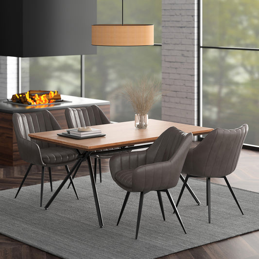 Bronx/Talon 5pc Dining Set in Natural Table with Charcoal Chair