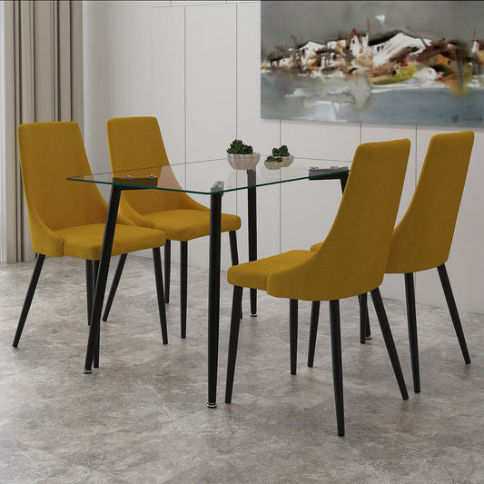 Abbot/Venice 5pc Dining Set in Black with Mustard Chair