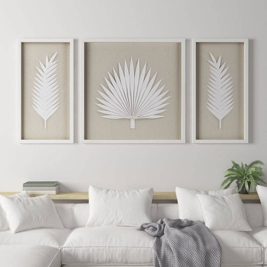 Handmade Rice Paper Palm Leaves Wall Decor (SET OF 3)