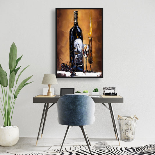 Candlelit Wine | Framed Print On Canvas 24" X 36"