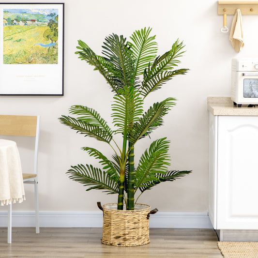 Artificial Tree Areca Palm Tree Fake Plants in Pot with 21 Leaves for Indoor Outdoor Decor, 8"x8"x60", Green
