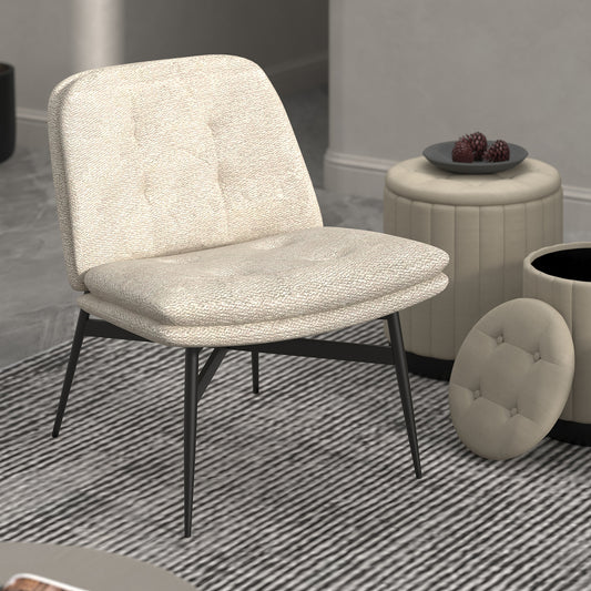 Accent Chair in Beige Fabric and Black