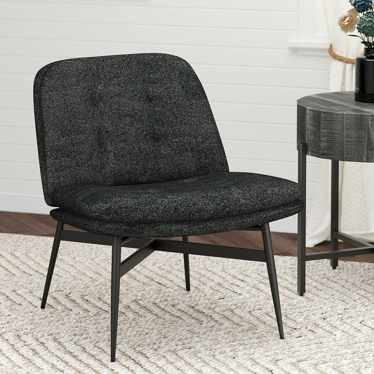 Accent Chair in Charcoal Fabric and Black