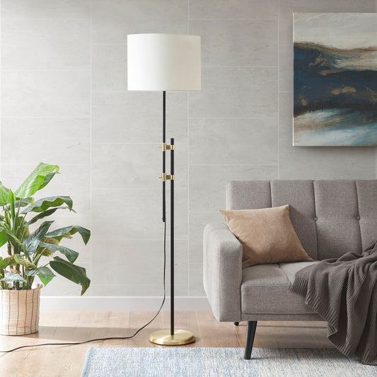 Asymmetrical Stand Floor Lamp, Black/Gold