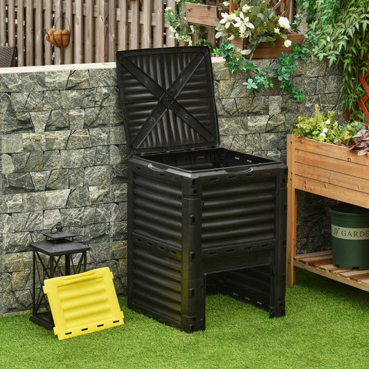 Garden Compost Bin Large Outdoor Compost Container 80 Gallon Fast Creation of Fertile Soil Aerating Compost Box, Yellow
