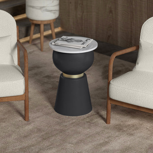 Accent Table in Black and White and Brushed Gold