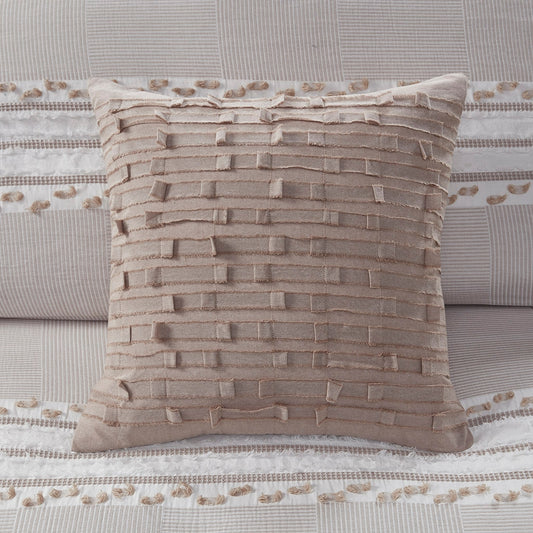 Cotton Chambray 20x20" Square Decorative Pillow, Taupe