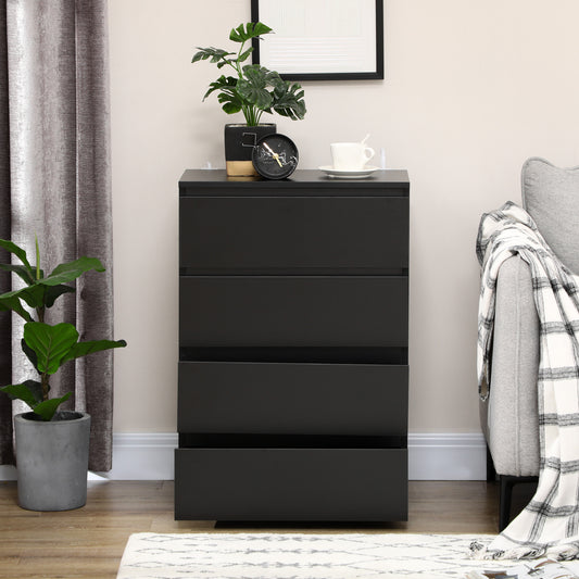 Chest of Drawer, 4 Drawers Storage Cabinet Freestanding Tower Unit for Bedroom Living Room, Black