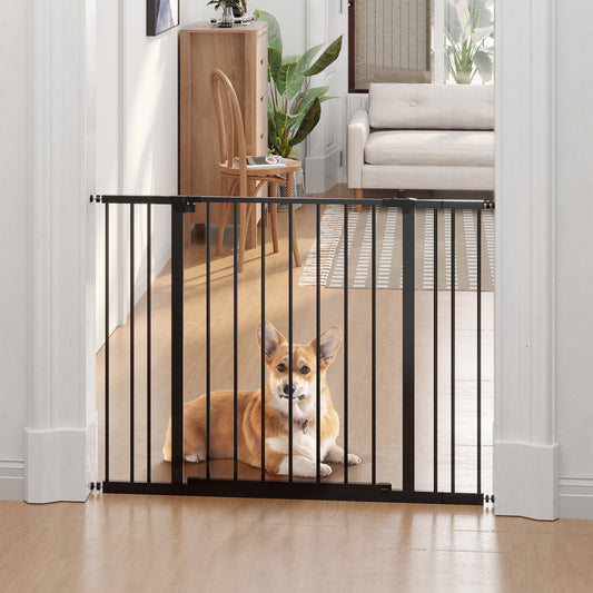 Pressure Fit Dog Gate Pet Barrier for stairs doorway, 29.9''- 42.1'' Width Black