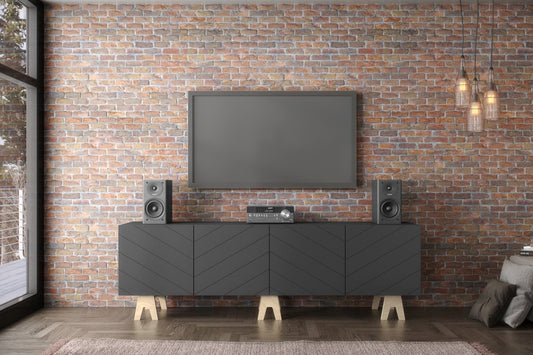 Nexera Tv Stand, 72-inch, Grey and Birch Plywood
