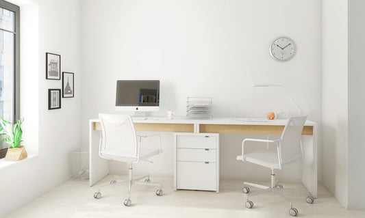 Chrono 3 Piece Home Office Set, Natural Maple & White