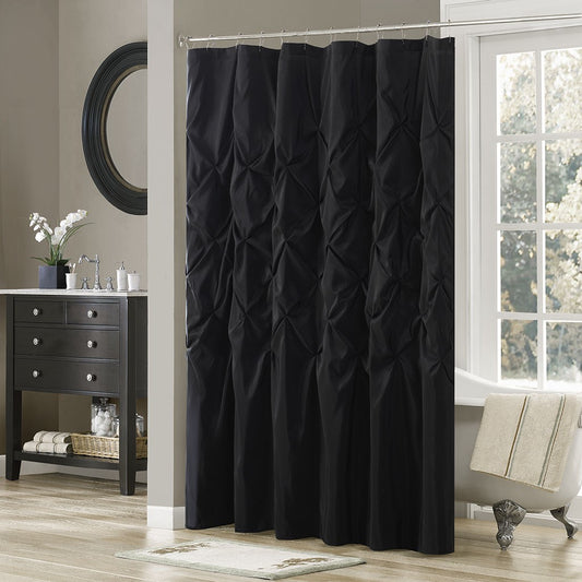 Pinch Plated Silky Shower Curtain, Black