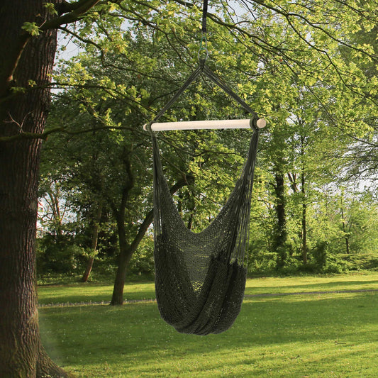 Outsunny Portable Hammock Chair, Hanging Woven Hammock Swing Chair Sleeping Bed for Outdoor Garden Yard Camping, Army Green
