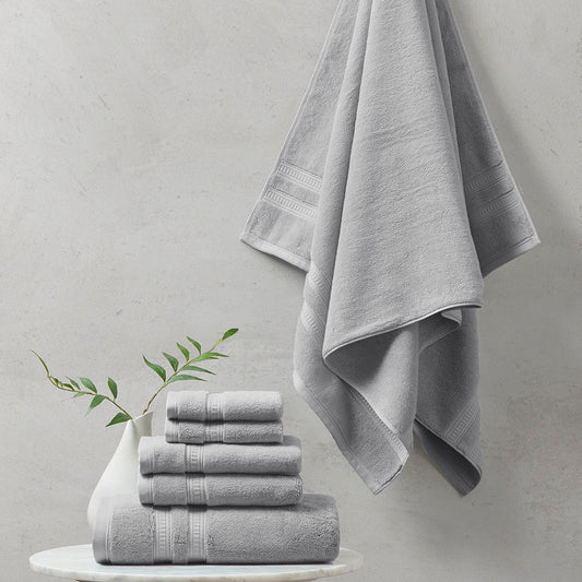 750g Premium Antimicrobial 6-Piece Towel Sets, Light Grey