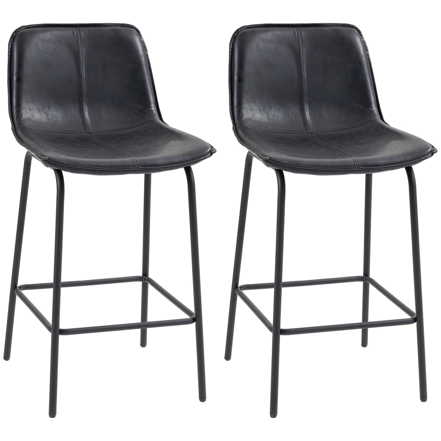 SET OF 2 Upholstered Bar Stools Counter Height with Steel Legs