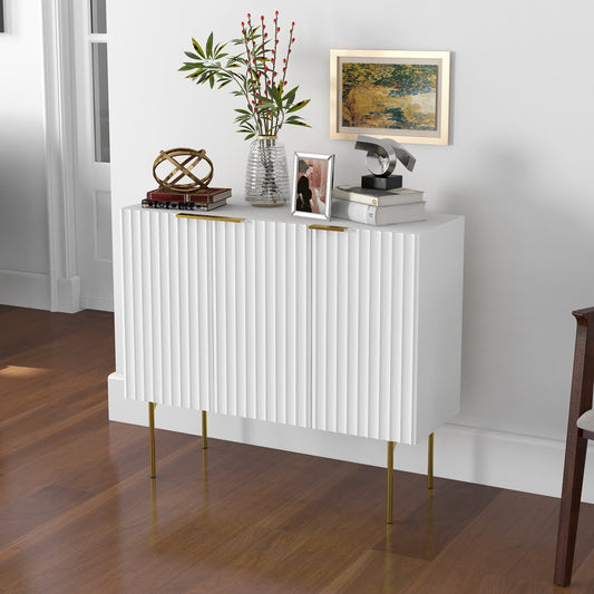 Modern Storage Cabinet Sideboard Buffet with Gold Legs for Living Room, Dining Room or Hallway White
