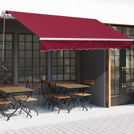 Outsunny 12x8ft Sun Awning Retractable Sun Shade For Decks Home Depot Awning, Wine Red