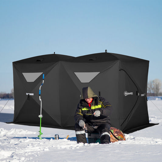 5-8 Person Pop-up Ice Fishing Shelter, Portable Ice Fishing Tent, Black