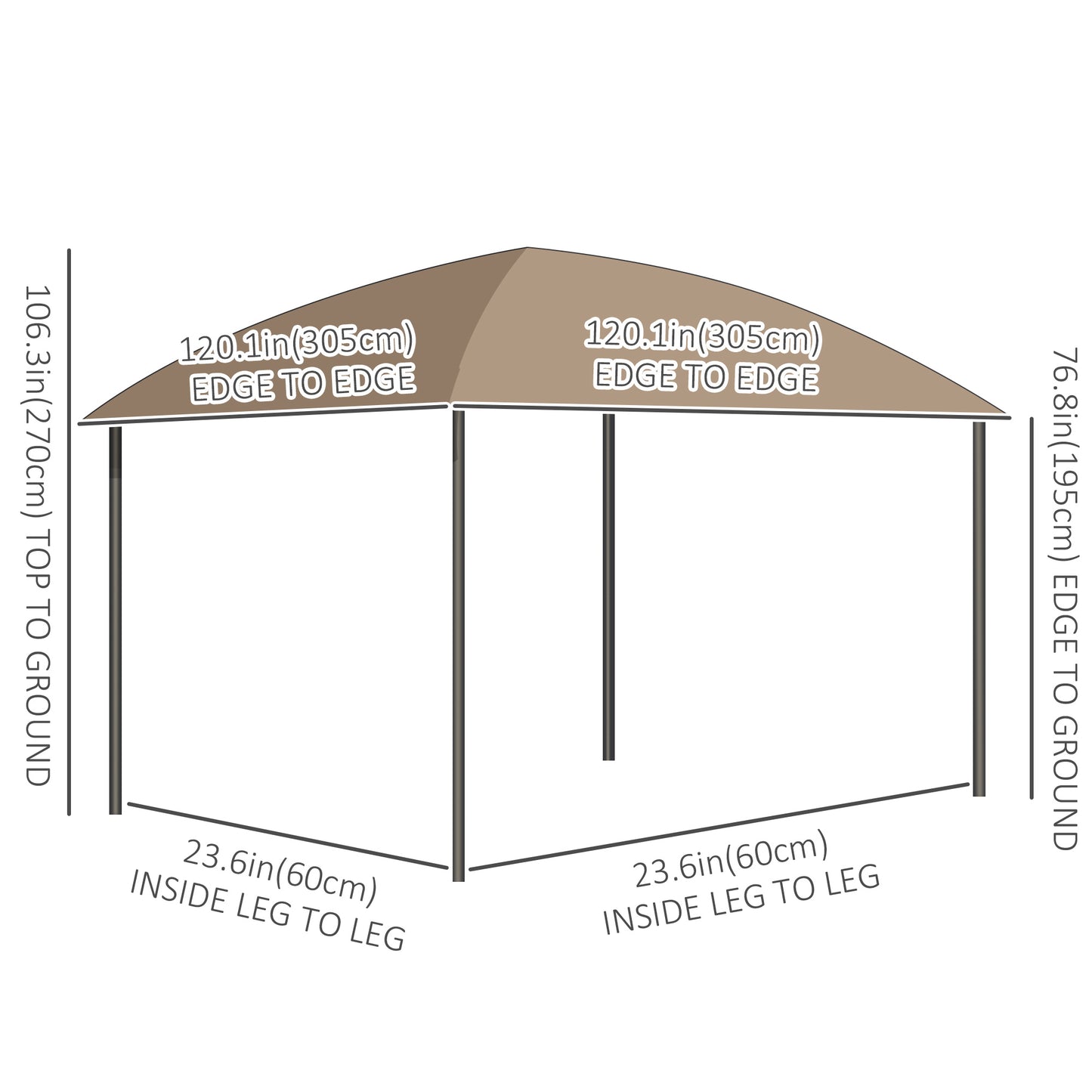 10' x 10' Outdoor Hardtop Gazebo Canopy with UV60+ Polycarbonate Roof, Steel Frame, Central Hook, Curtains, Khaki