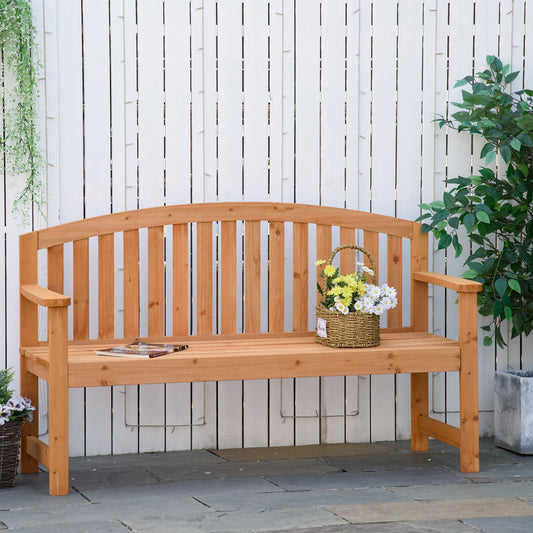 Outsunny 4.6Ft Garden Bench, 3 Seater Outdoor Patio Seat with Slatted Design for Park, Yard, Indoor, Orange