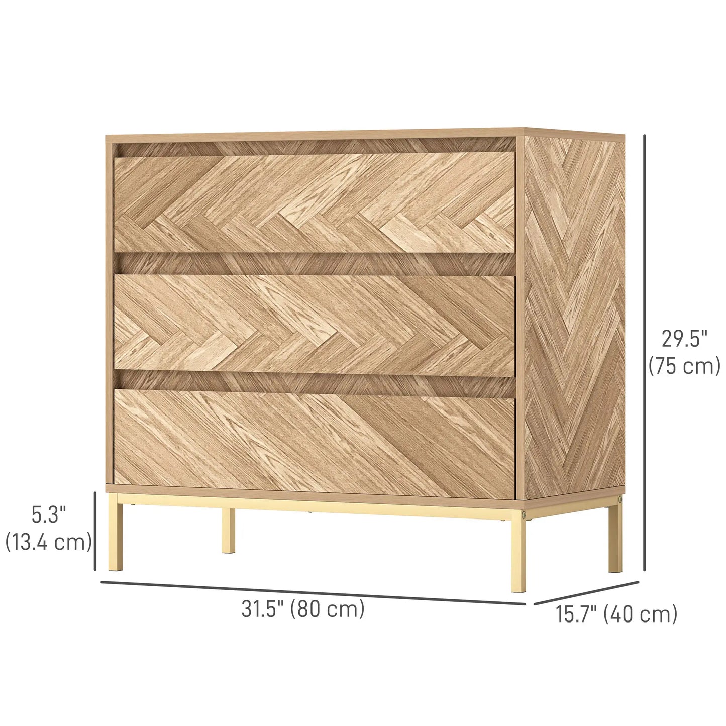 3 Drawer Bedroom Dresser with Anti-tipping Design, Entryway Storage Cabinet with 3 Drawers for Living Room, Hallway