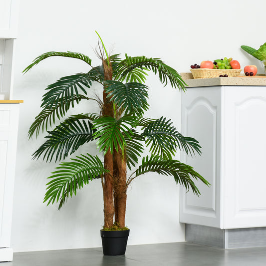 4FT Artificial Palm Tree, Faux Greenery Plant, Decorative Tree in Nursery Pot for Indoor Outdoor Décor
