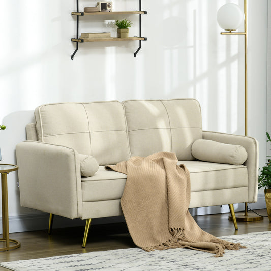 56" Loveseat Sofa with Back Cushions and Pillows, Beige