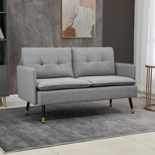 55" Loveseat Sofa with Button Tufting, Upholstered Small Couch for Small Space, Grey