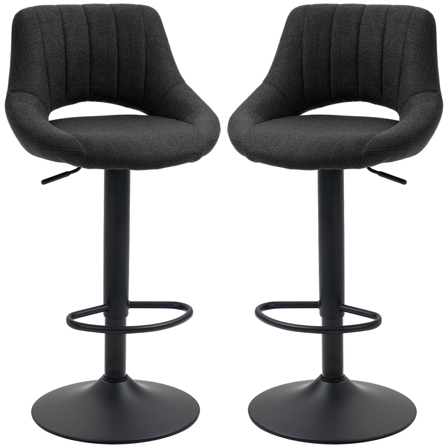Swivel Bar Stools SET OF 2, Linen Upholstered Counter Height with Round Metal Base