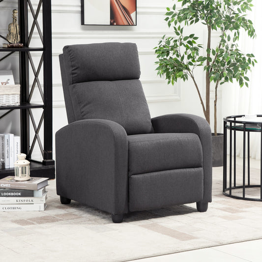 Fabric Recliner Chair Manual Home Theater Seating Single Reclining Sofa Chair with Padded Seat for Living Room, Dark Grey