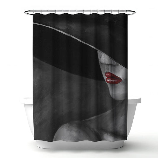 Mysterious Woman with A Hat Shower Curtain| 71" X 74"
