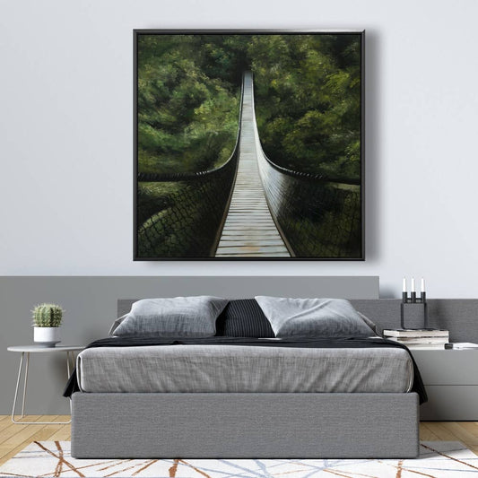 Suspended Bridge in the | Framed Print On Canvas 48" X 48"