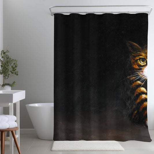 Discreet Cat Shower Curtain | 71" X 74"