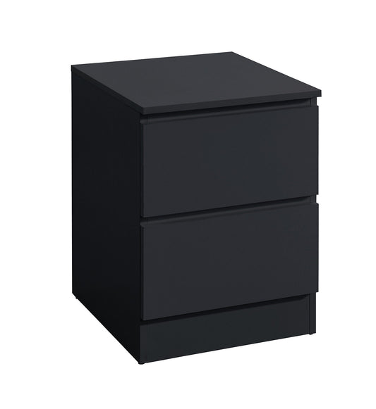 Black 2 Drawer Pull-Out Storage Nightstand