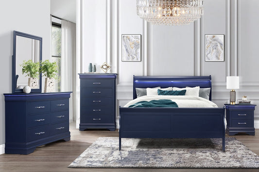 Charlie Blue traditional style 5 Pc BedroomSet